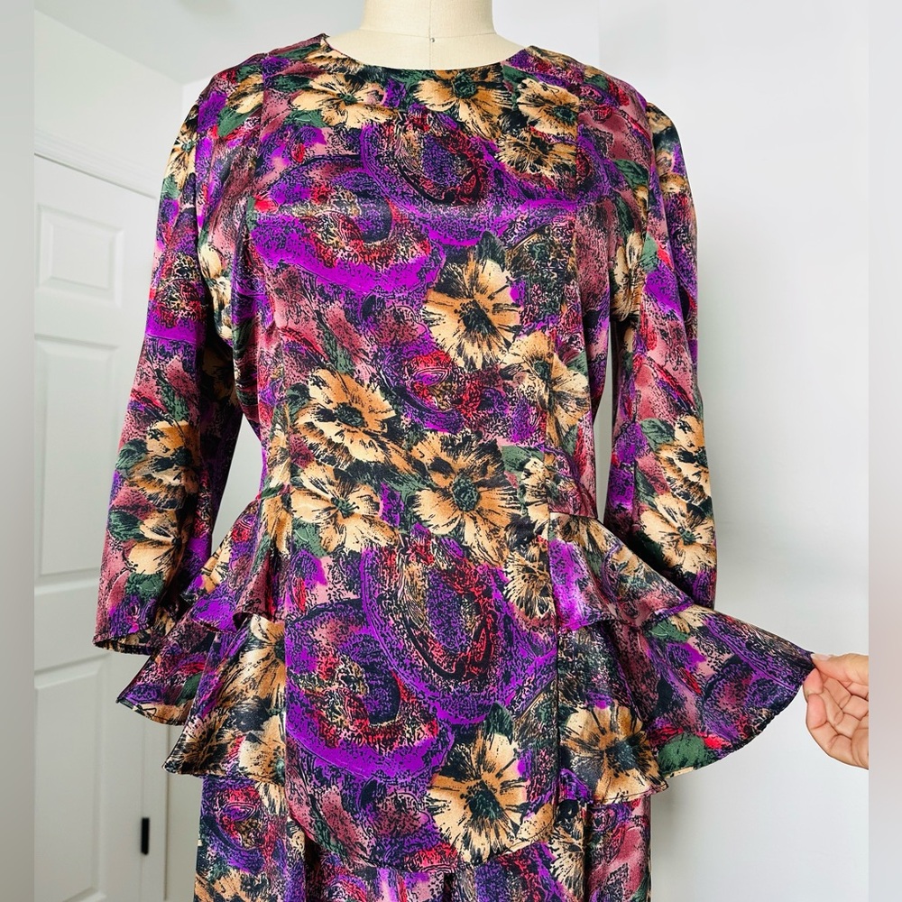 Vintage 80’s Floral Skirt Set - Purple and Pink